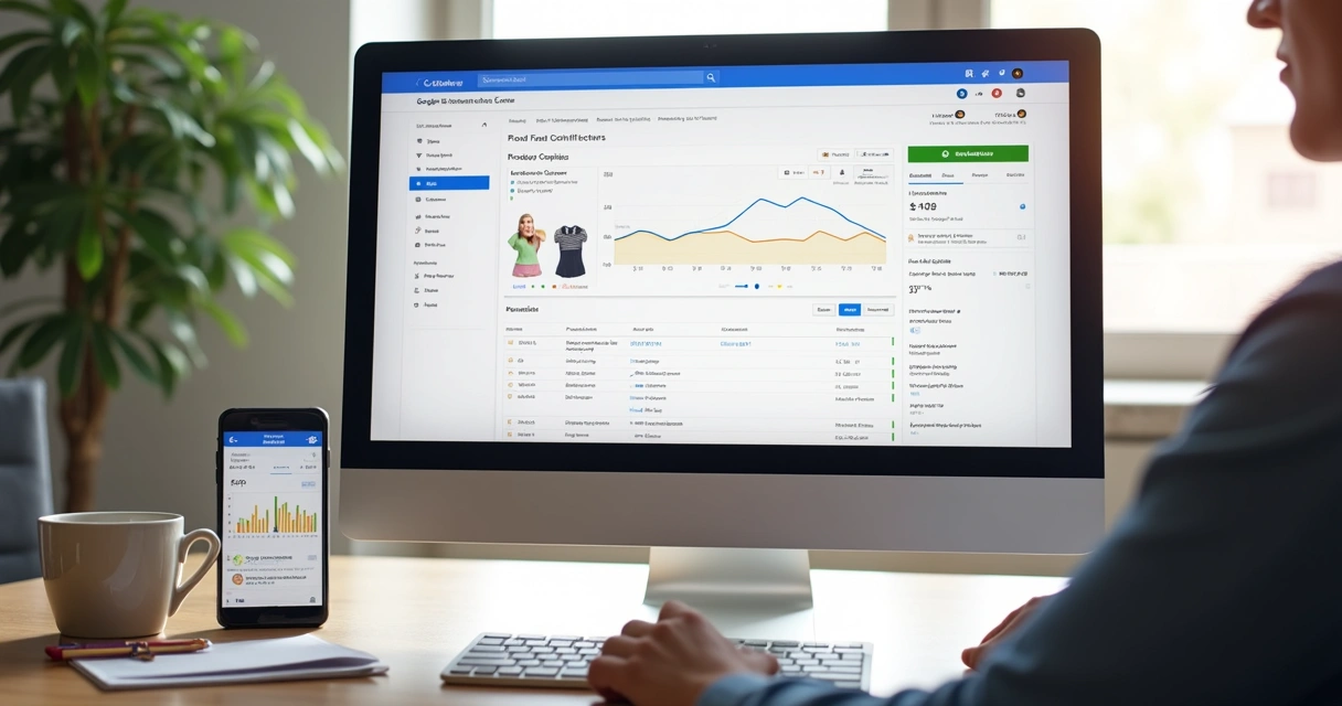 Tela de configuração do Google Shopping no computador