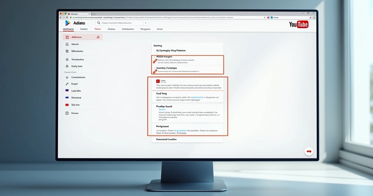 Tela de configuração de integração entre YouTube e AdSense 