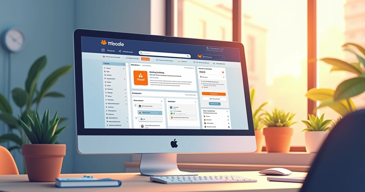 Painel de administração do Moodle com layout personalizado 
