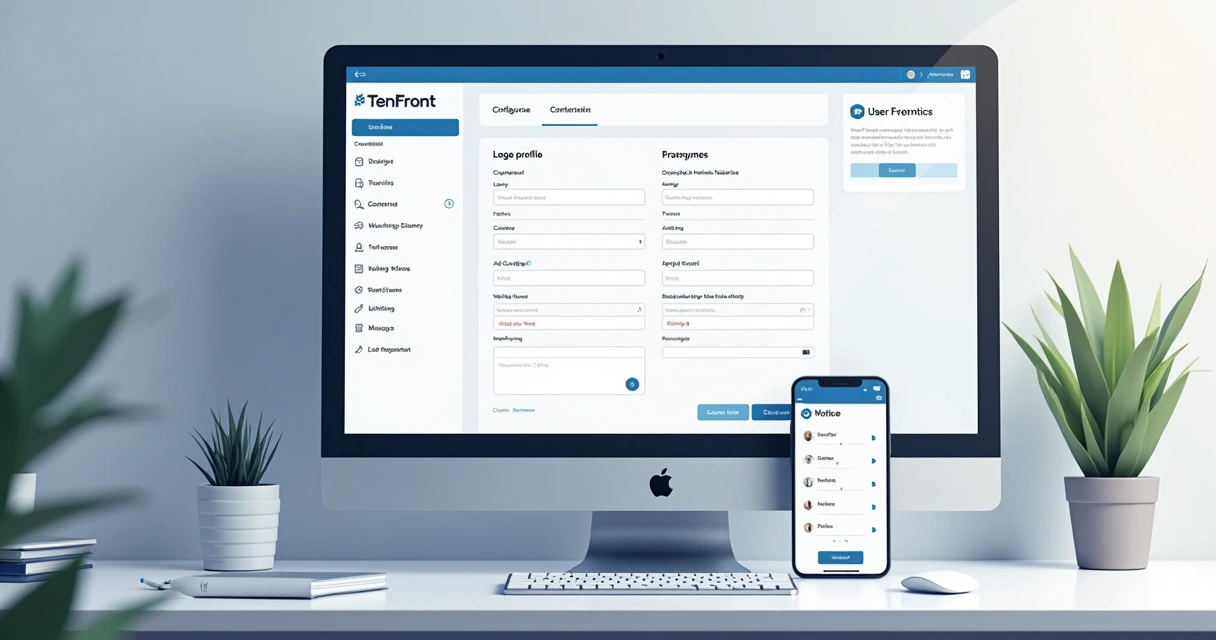 Tela de configuração do perfil do usuário na plataforma TenFront 