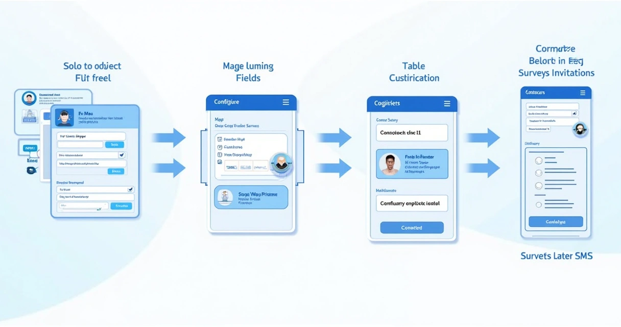 Processo ilustrado de configuração de mensagem personalizada de pesquisa por SMS no Salesforce 