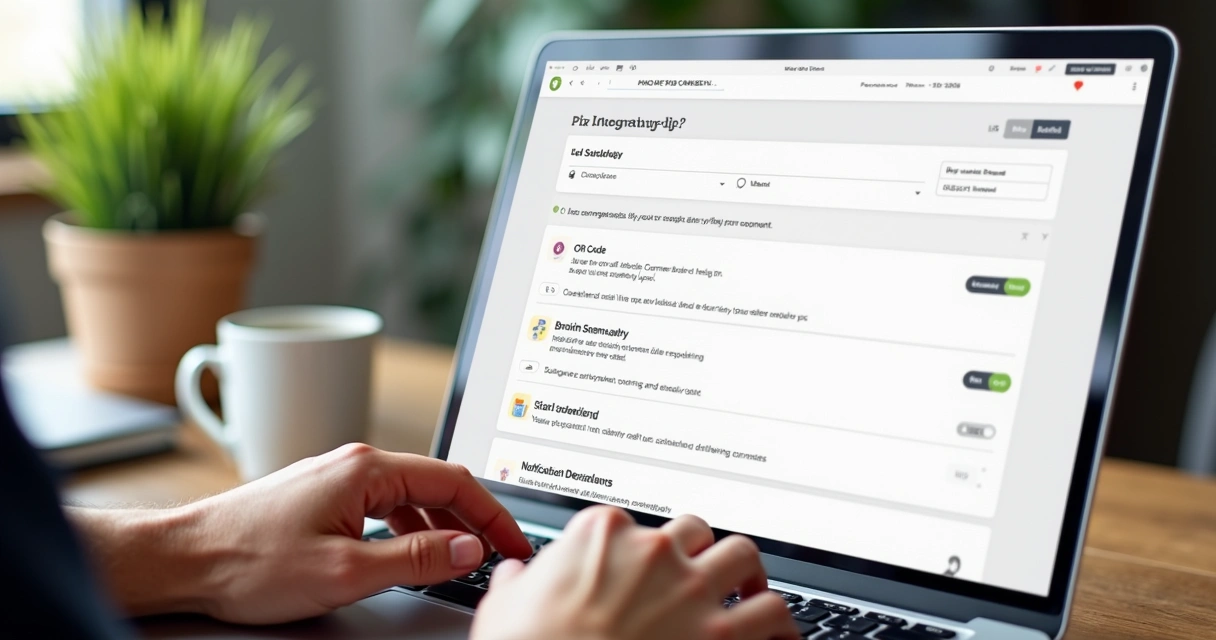 Tela de configuração do Pix em aplicativo conectado à Shopify 