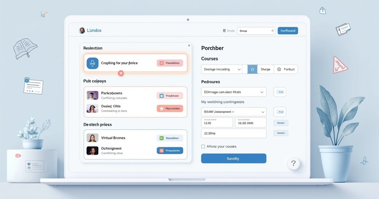 Painel de configuração de planos e combos em plataforma de cursos online