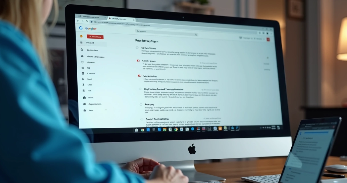 Tela de configuração de privacidade e cookies no computador 