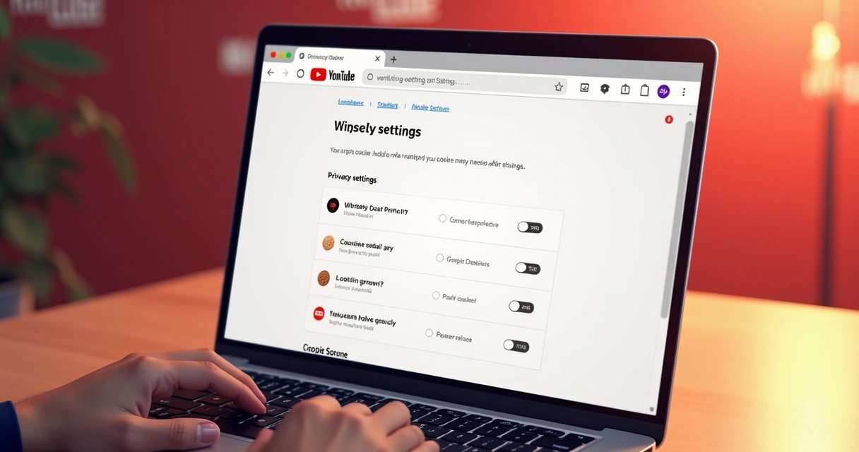 Configurações de privacidade do YouTube sendo configuradas 