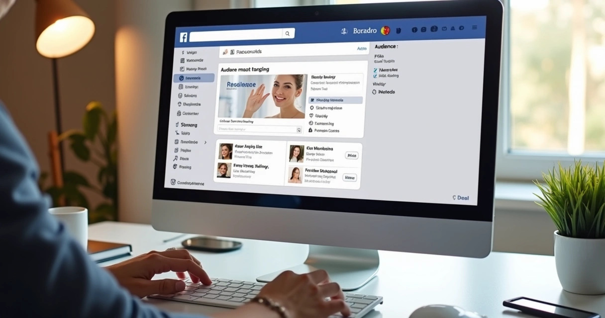 Tela de configuração de público para anúncio digital no computador 