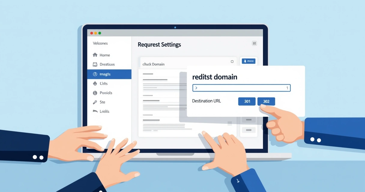 Configuração do redirecionamento de domínio em painel de site 