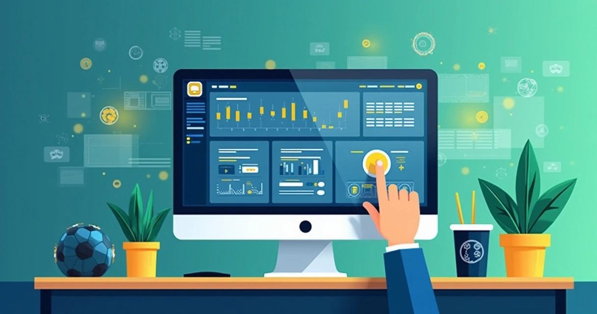 Ilustração de tela de computador exibindo gráficos de apostas e parâmetros de configuração de robô 