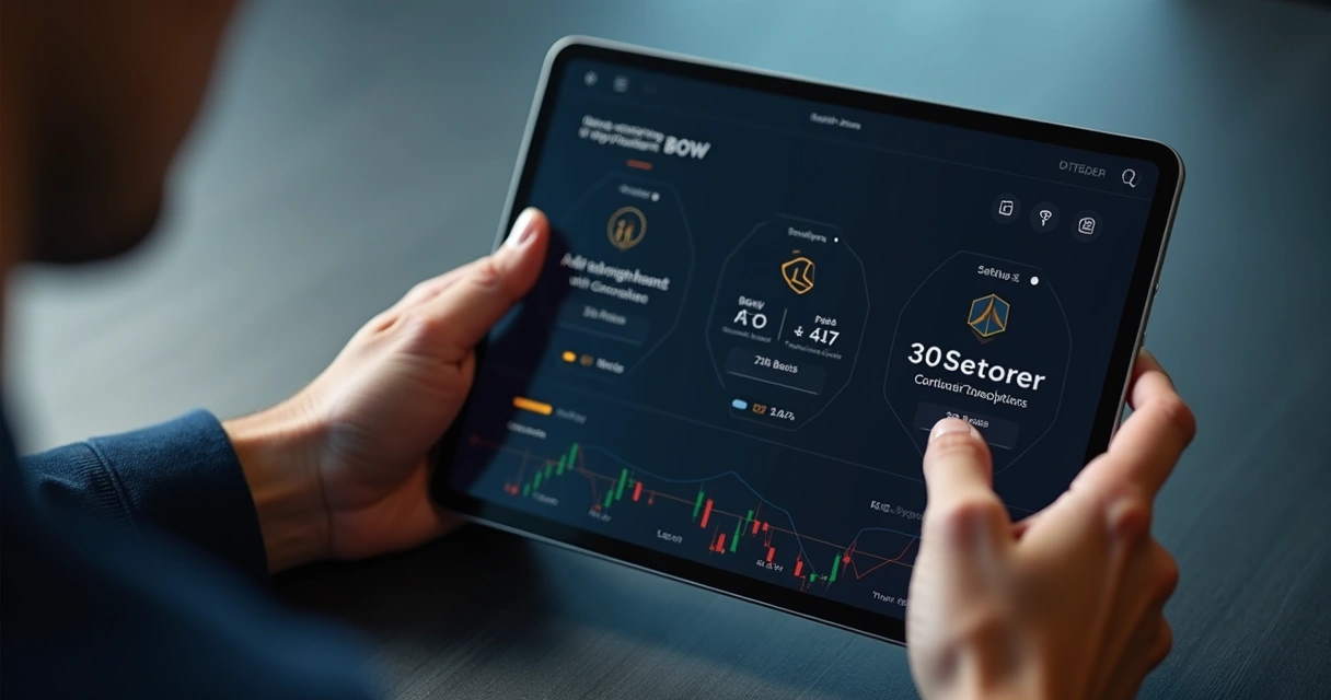 Usuário configura bot de trading em tablet 