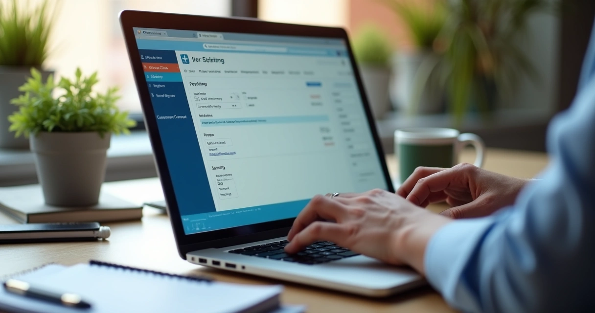 Pessoa ajustando configurações em sistema digital de ponto eletrônico 