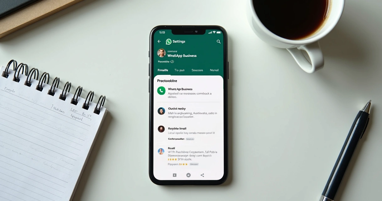 Tela de configuração do WhatsApp Business com menus visíveis 