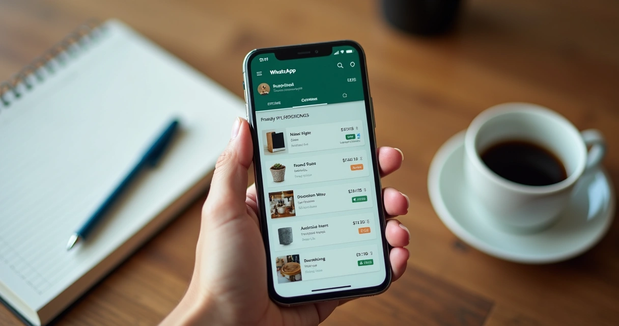 Catálogo configurado no WhatsApp Business com produtos e serviços exibidos 