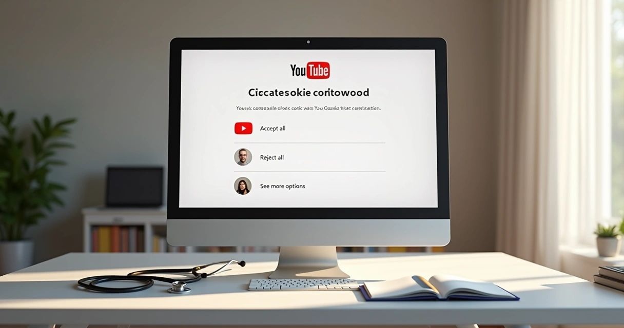 Tela de configurações de cookies do YouTube mostrando opções de aceitação e recusa 
