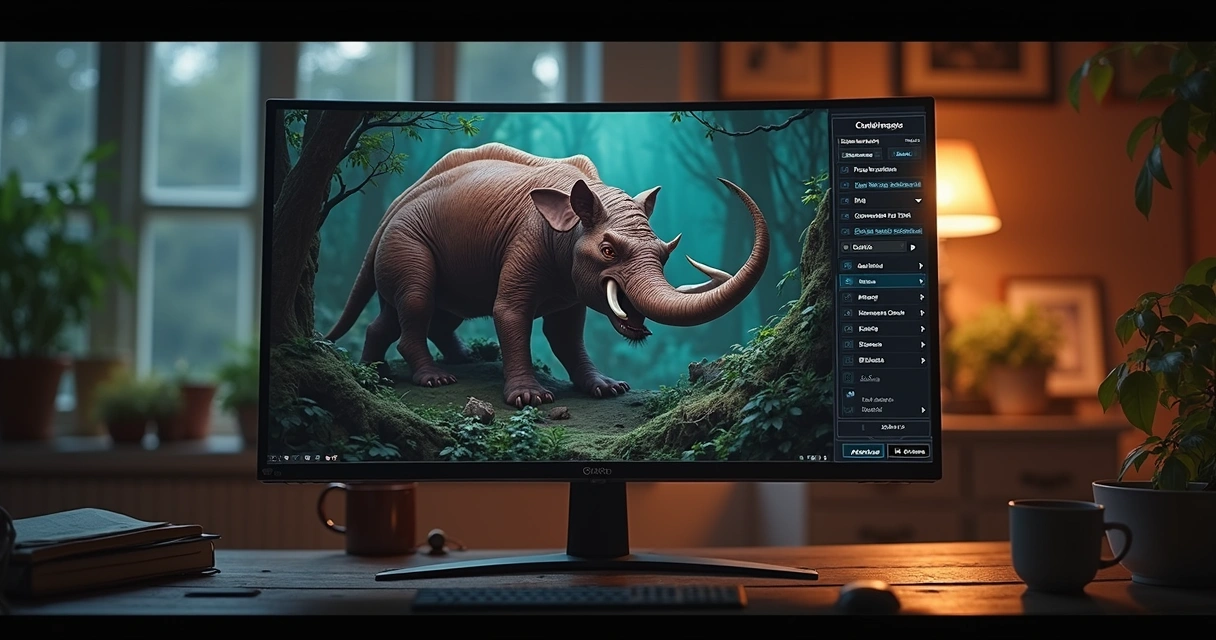 Tela de configuração gráfica do jogo Tibia exibida em monitor de computador com ajustes de performance visíveis 