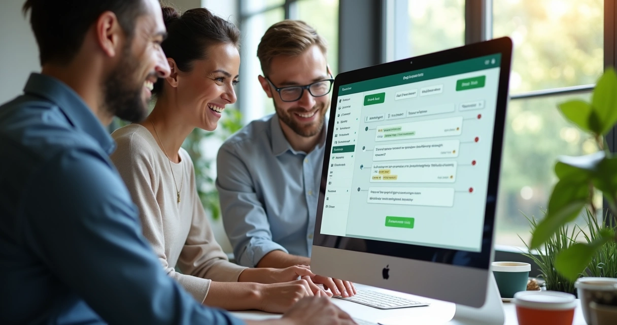 Equipe de atendimento configurando automação no WhatsApp em uma plataforma digital 