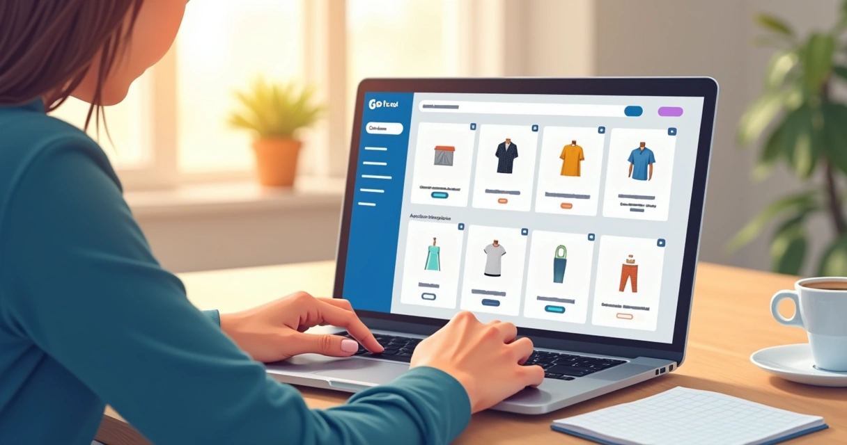 Pessoa configurando cadastro de produtos em site pelo notebook 