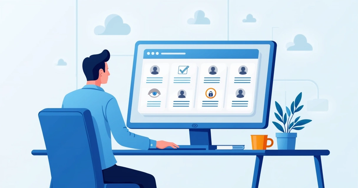 Gestor configurando permissões de usuários em tela de sistema