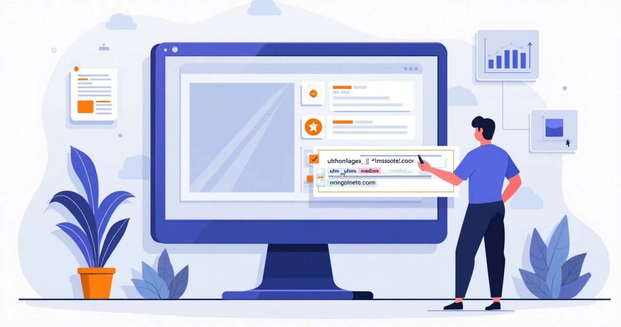 Painel de marketing com parâmetros UTM sendo configurados em link no GreatPages 