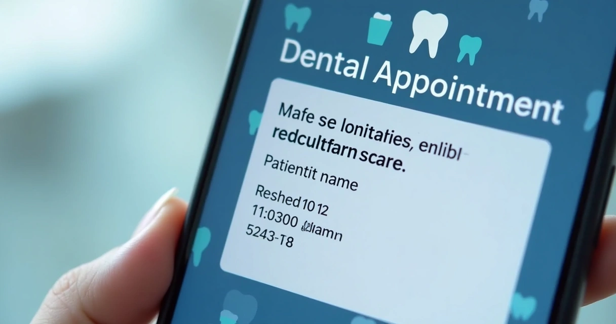 Tela de um celular mostrando mensagem de confirmação de consulta odontológica 