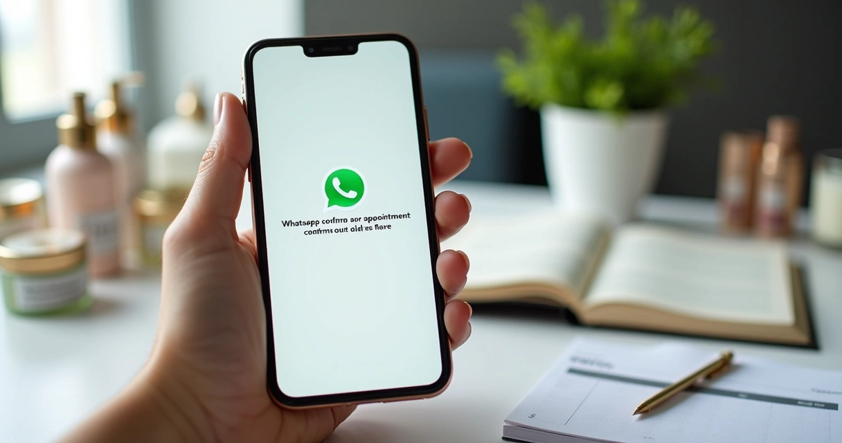 Mensagem de confirmação enviada via WhatsApp de salão de beleza 