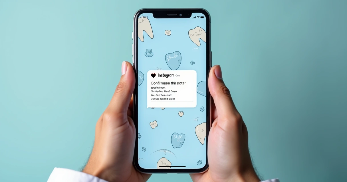 Confirmação de consulta odontológica em mensagem do Instagram Direct