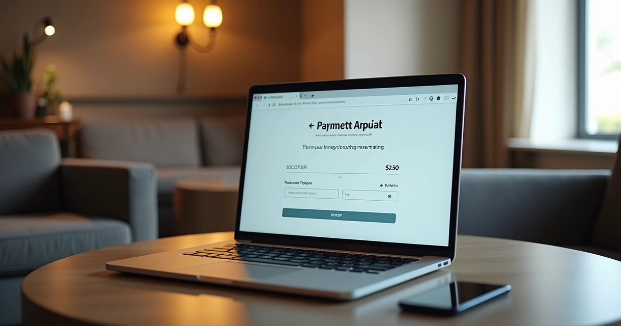 Tela de confirmação de pagamento para reserva de hotel. 