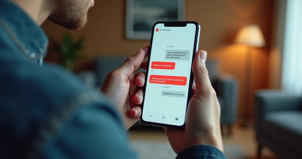 Intercambio de mensajes digitales intensos en pantalla de móvil
