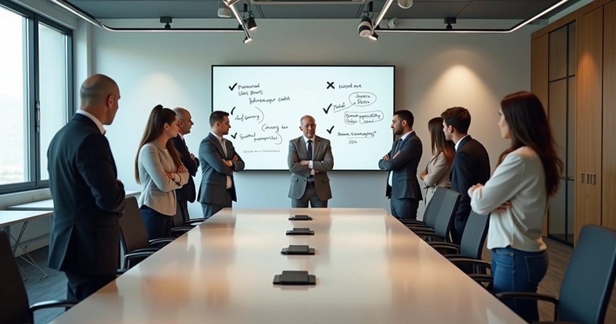 Representación simbólica de equipos de trabajo enfrentados en una oficina 