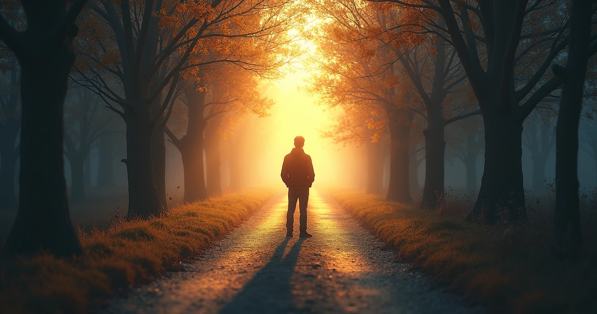 Persona pensando con dos caminos diferentes en la mente