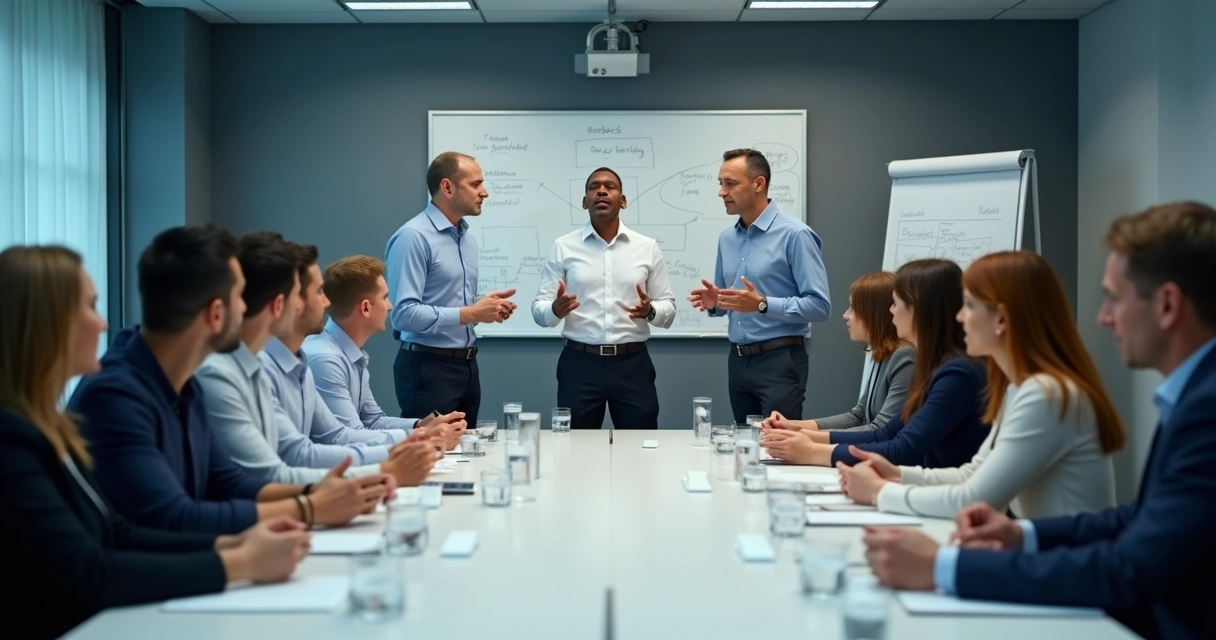 Equipes ajustando conflito emocional no trabalho 