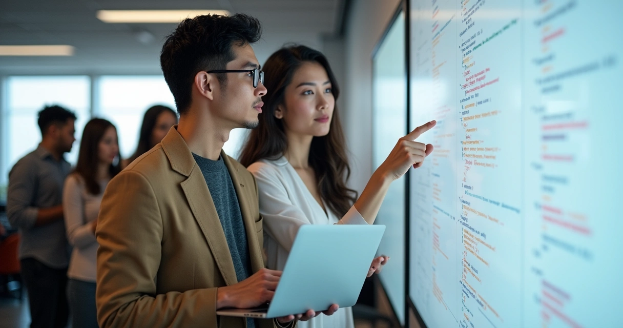 Discussão construtiva entre membros multiculturais de uma equipe tech 