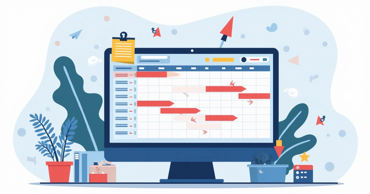 Conflito de recursos destacado em vermelho no MS Project