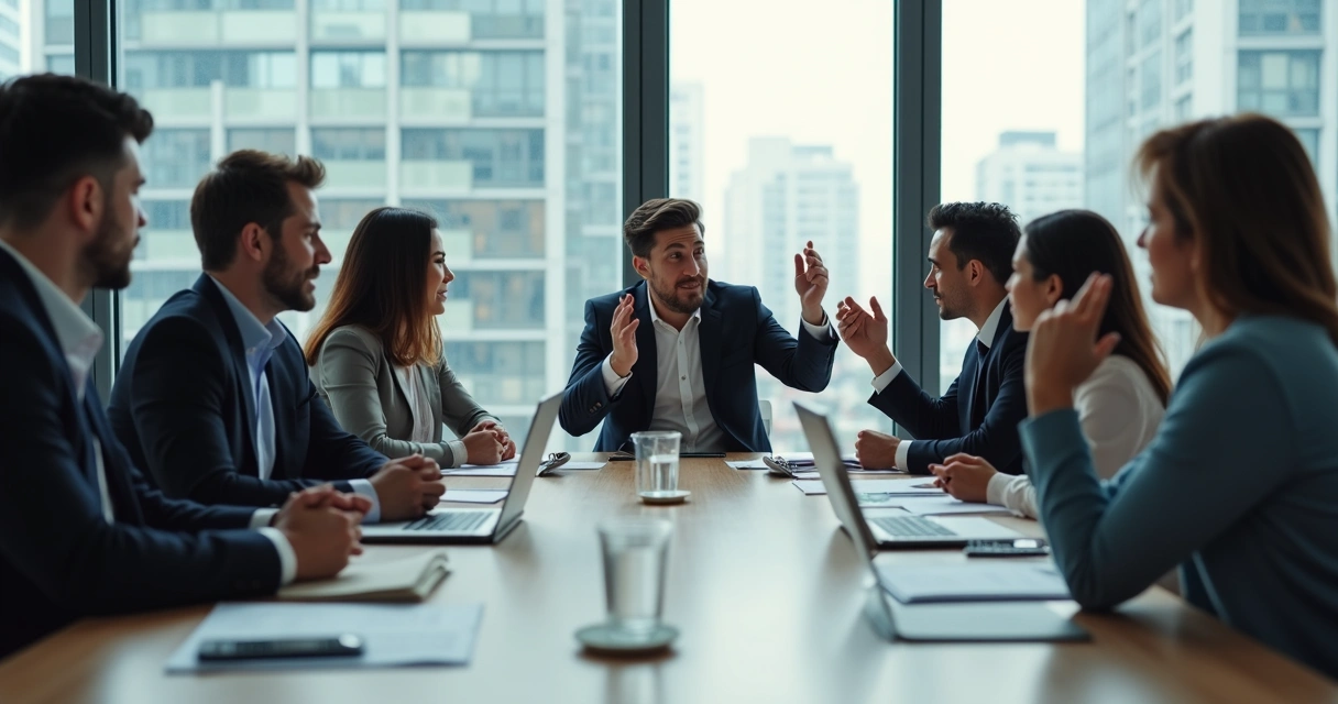 Conflito em equipe durante uma reunião de trabalho 