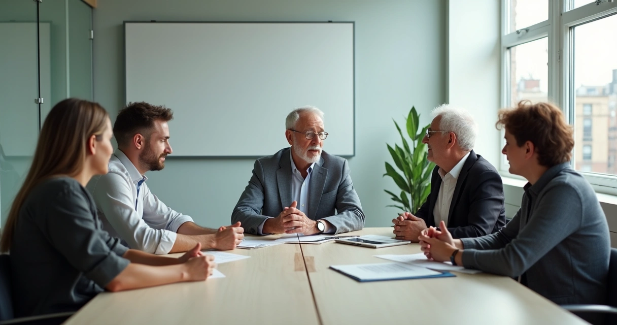 Ambiente de escritório com diferentes gerações interagindo 