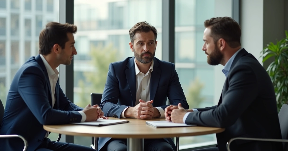 Pessoas dialogando após desacordo em ambiente de trabalho 