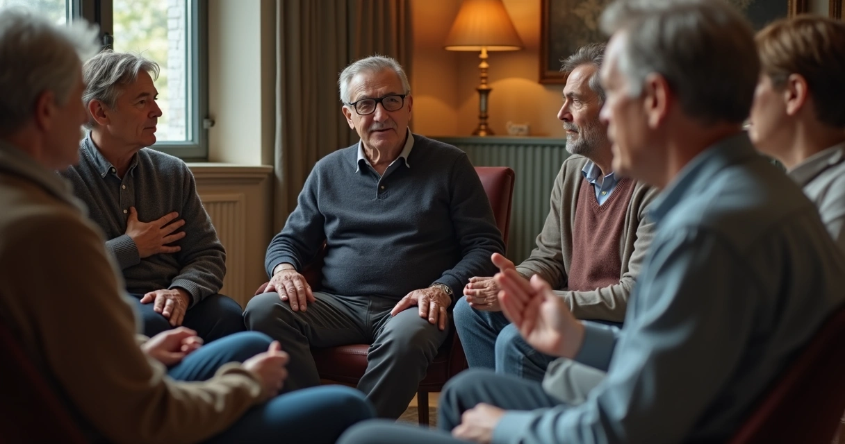Grupo de pessoas conversando sentados em círculo, demonstrando escuta ativa e empatia 