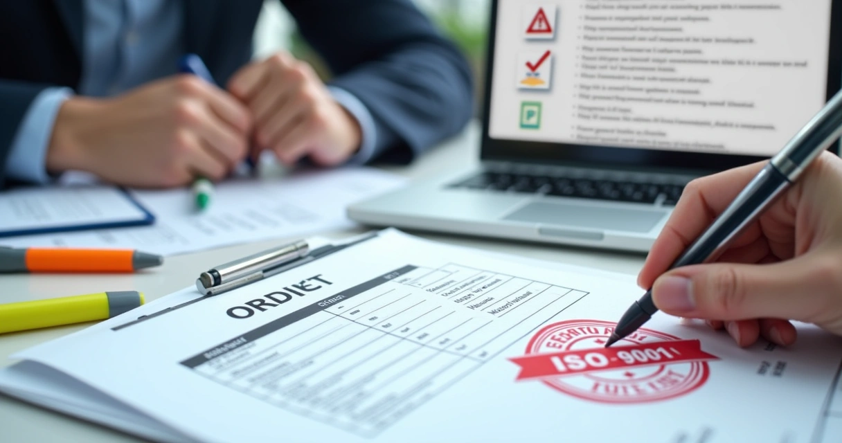 Ordem de serviço analisada sob auditoria ISO. 