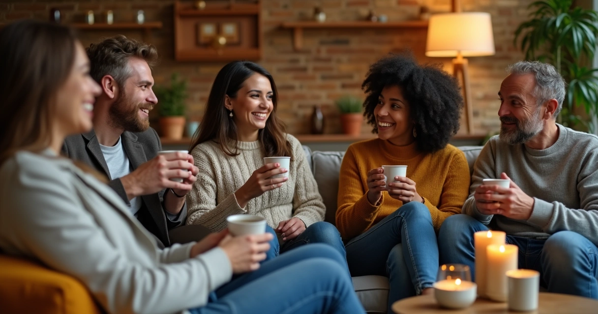 Confraternização de grupo de pessoas em ambiente informal 