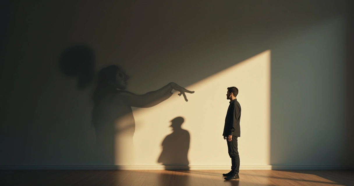Person standing in front of shadow with pointing finger