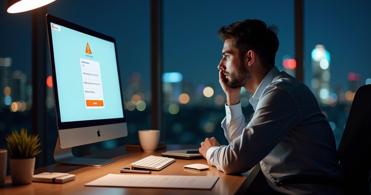 Computador mostrando lista de nomes semelhantes e alerta de conflito 