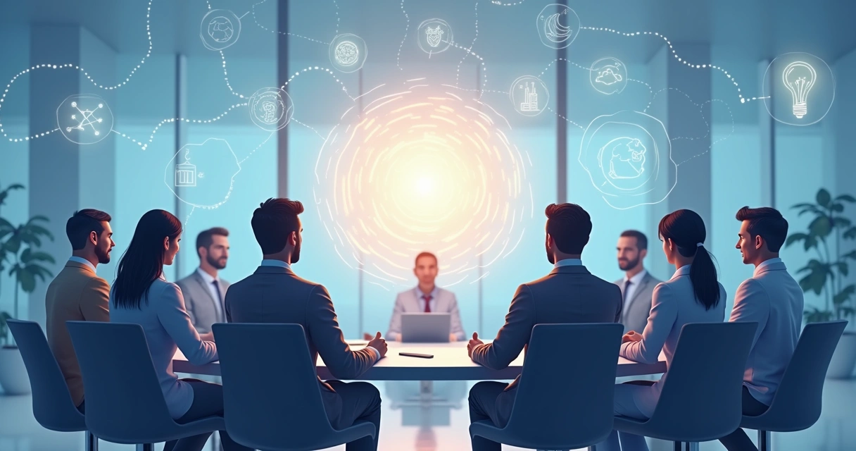 Equipe conectada, reunida em círculo, demonstrando unidade e diálogo 