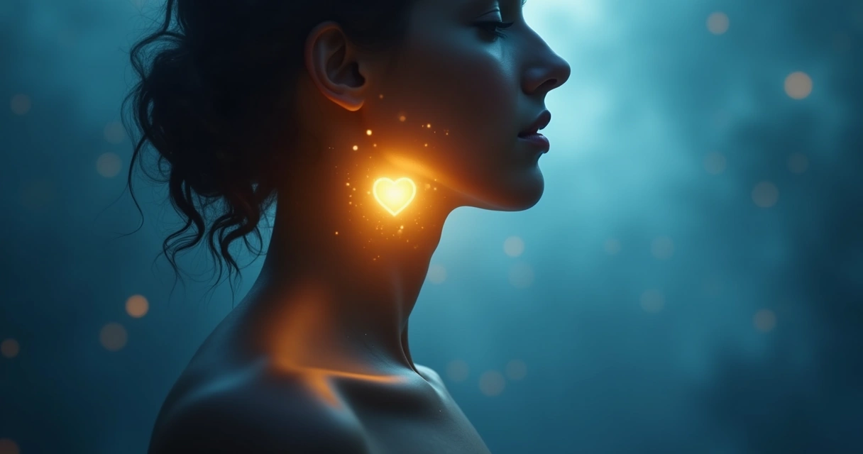 Silhueta humana com detalhes iluminados sobre o peito e a cabeça, simbolizando consciência e emoções. 