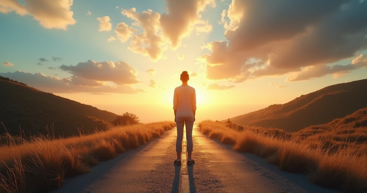 Pessoa em encruzilhada tomando decisão com luz sobre a cabeça 