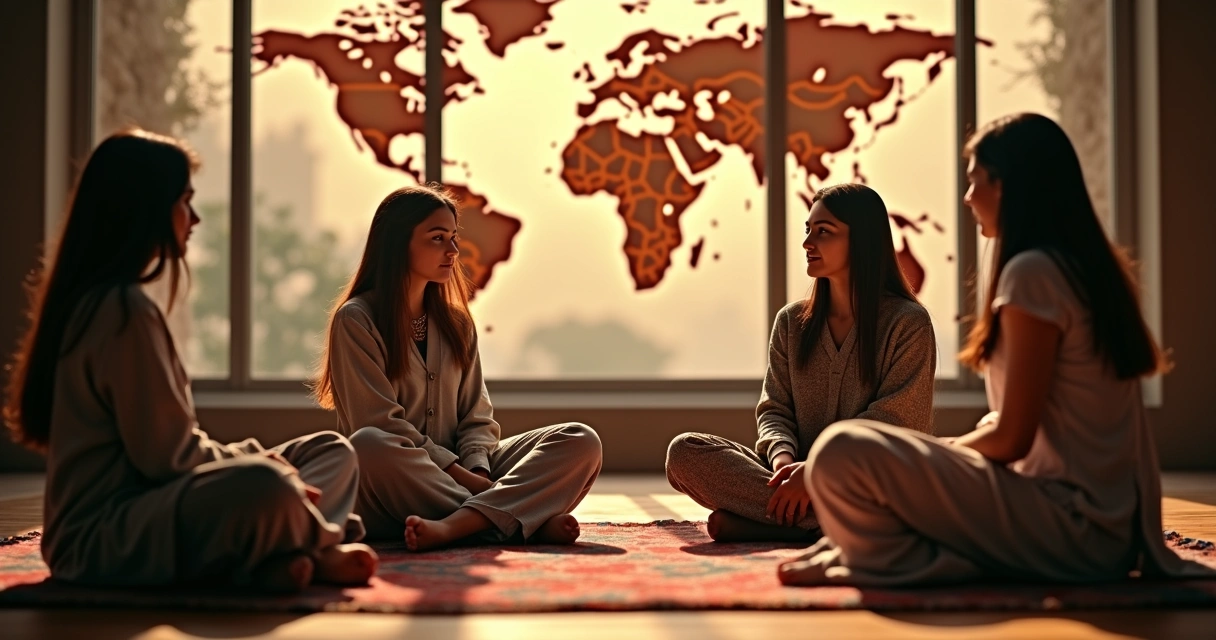 Pessoas de diferentes origens refletindo em círculo 