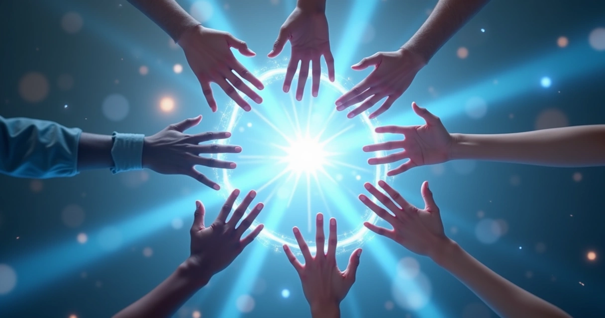 Representação visual da interdependência entre pessoas em círculo