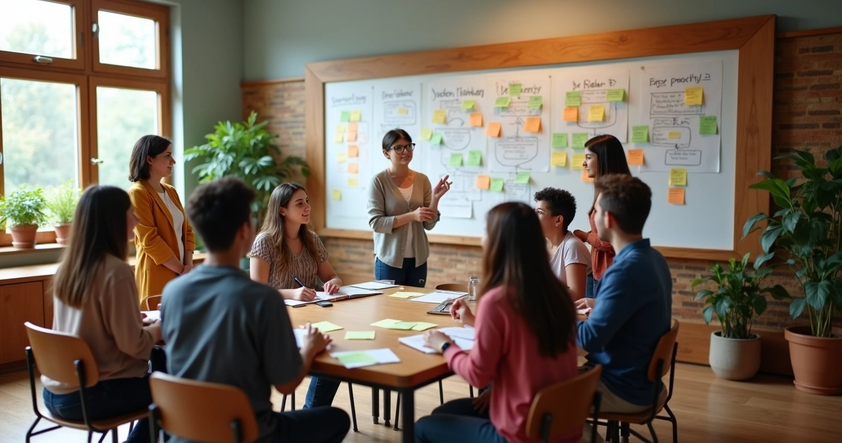 Professores em círculo discutindo práticas sistêmicas 
