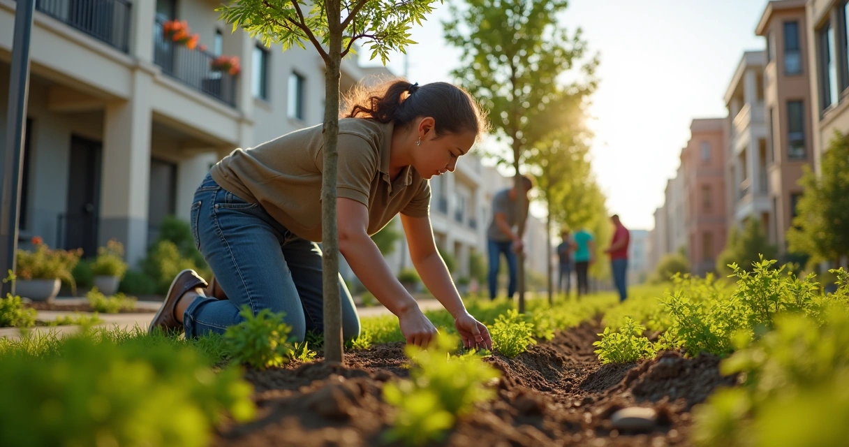 Pessoa fazendo ação comunitária em um bairro 