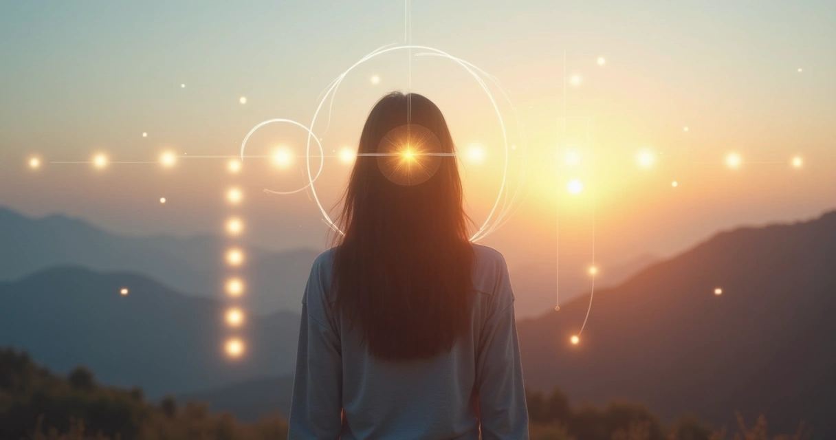 Pessoa em reflexão olhando horizonte com luz atravessando a cabeça 