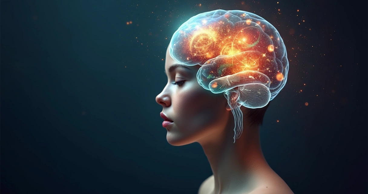 Ilustração realista de mente humana dividida em três camadas de consciência 