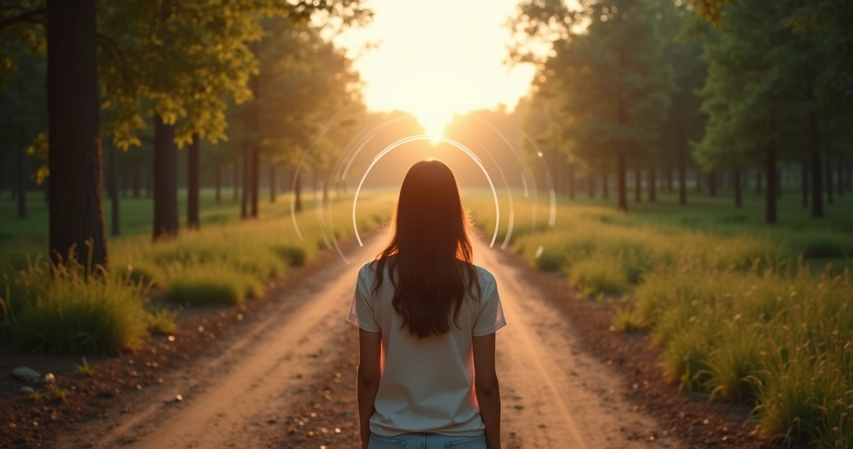 Person standing at a crossroads practicing mindful decision-making 